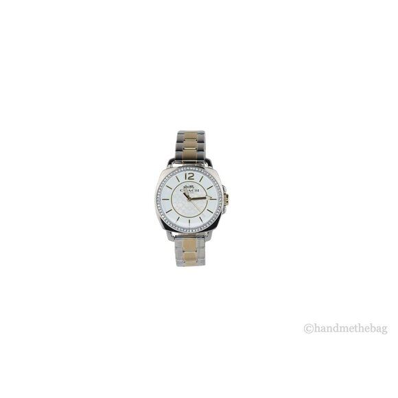 NEW Coach Women's Boyfriend Watch Crystal Bezel Logo Dial Silver and Gold Toned - Picture 12 of 12